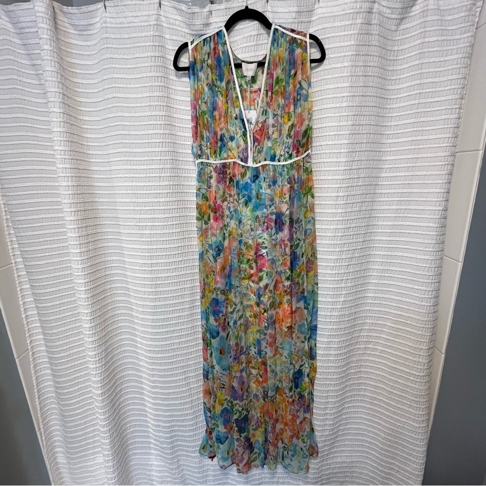 Jade By Johnny Was Dylane Silk Maxi Dress in Wild Blooms Floral (XL) - Picture 3 of 8